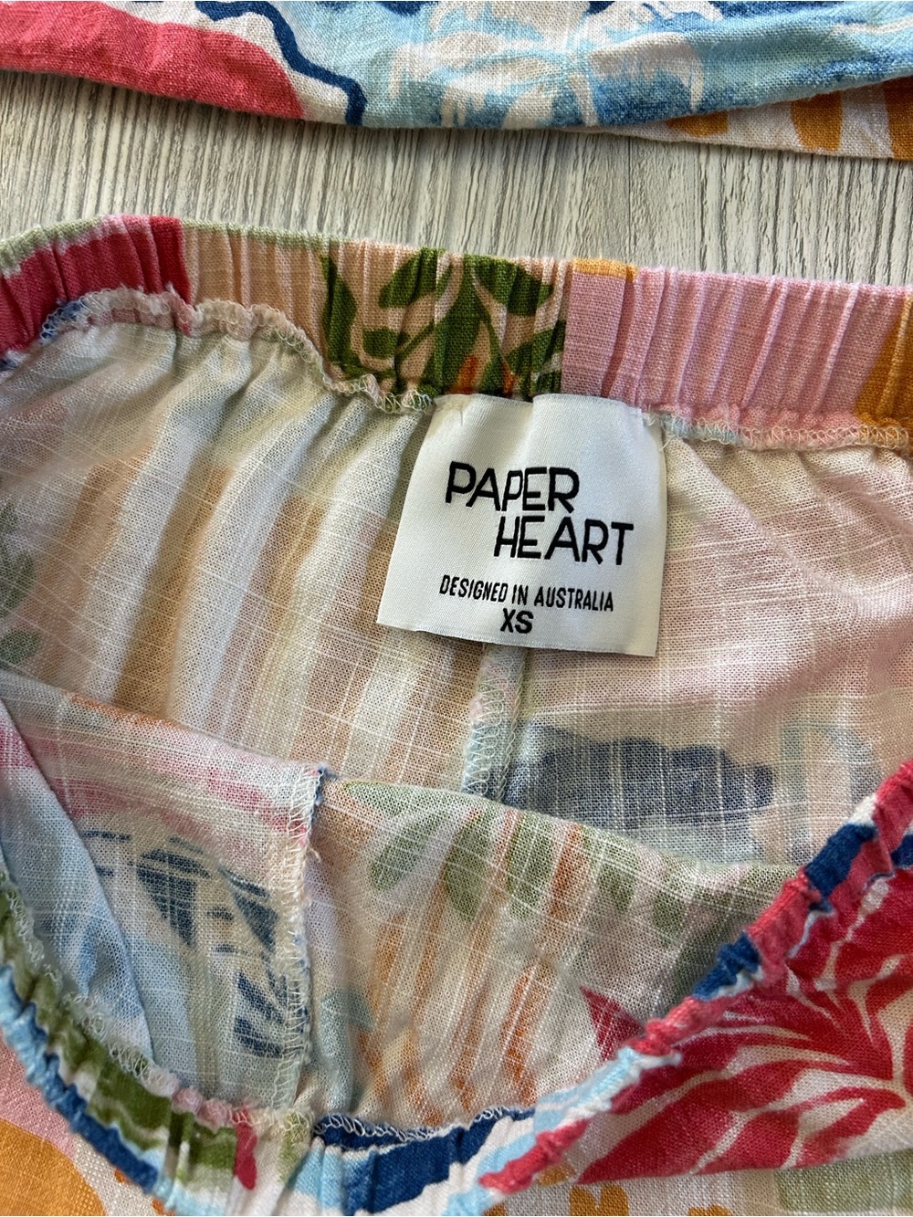 Paper Heart Tropical Print Linen Blend Two-Piece Crop Top and Shorts Set Summer - Picture 7 of 15